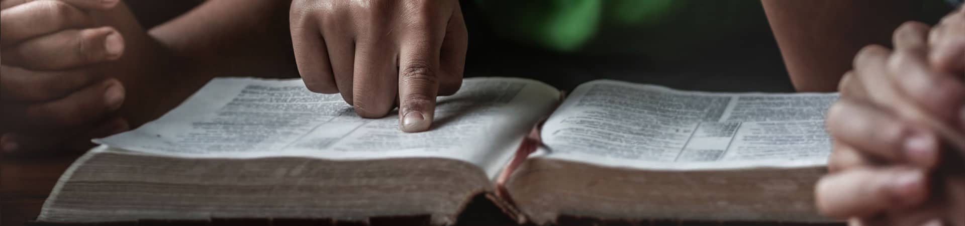 Person Pointing And Reading Bible